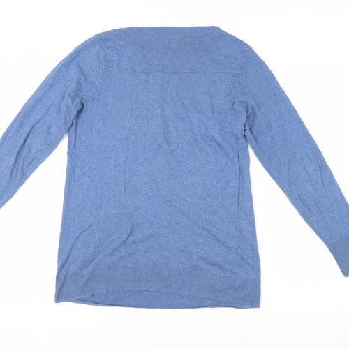 Winser London Women's Blue Cotton Boat Neck Jumper