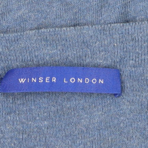 Winser London Women's Blue Cotton Boat Neck Jumper