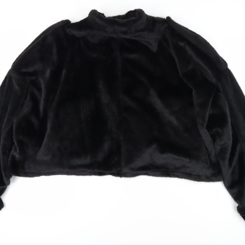 Ruve Black Faux Fur Motorcycle Jacket Women