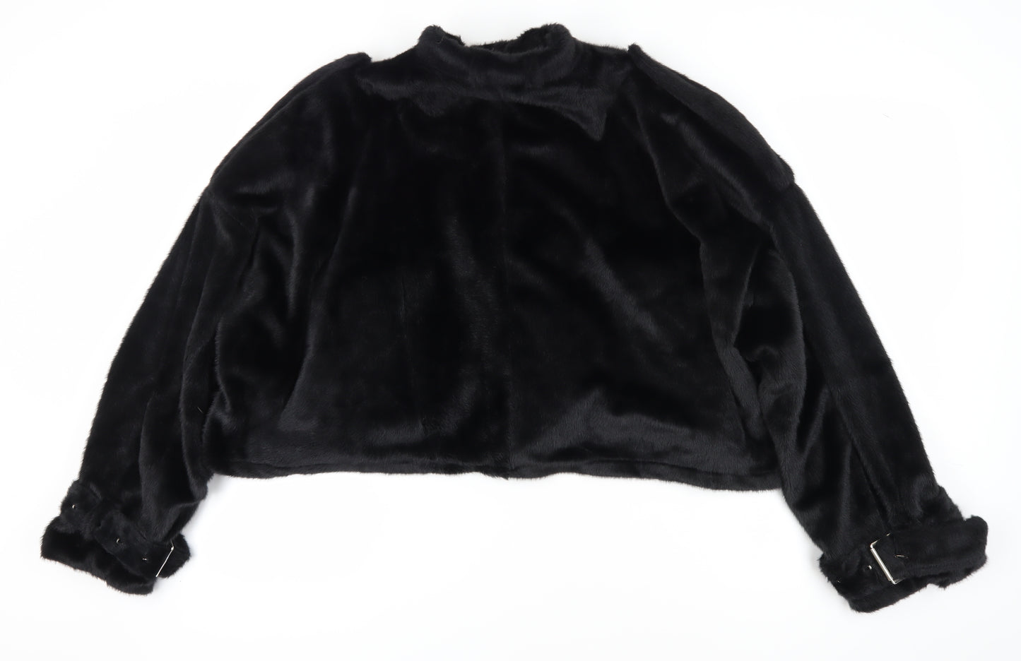 Ruve Black Faux Fur Motorcycle Jacket Women