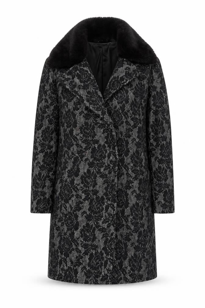 Front view of RJR.John Rocha Women's Black Floral Overcoat -, size 14
