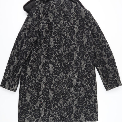 RJR John Rocha Women's Black Floral Overcoat - Size 14
