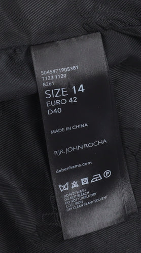 RJR John Rocha Women's Black Floral Overcoat - Size 14