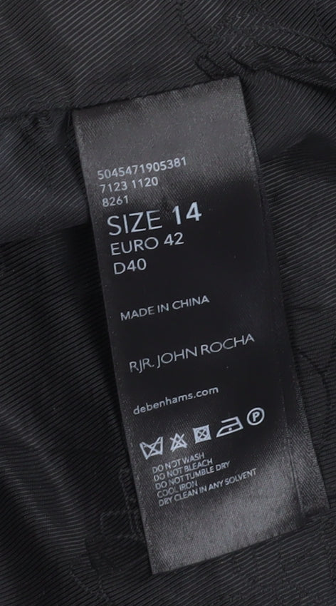 RJR John Rocha Women's Black Floral Overcoat - Size 14