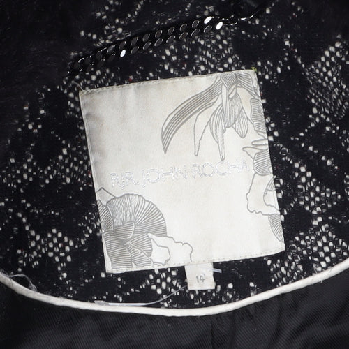 RJR John Rocha Women's Black Floral Overcoat - Size 14