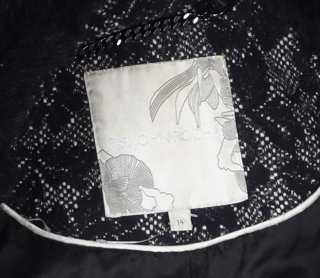 RJR John Rocha Women's Black Floral Overcoat - Size 14