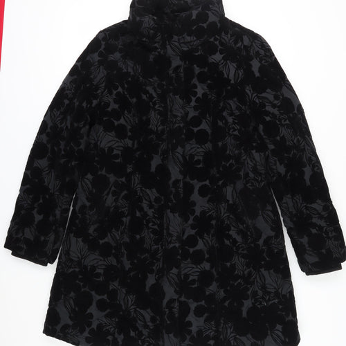 Roman Women's Black Floral Overcoat, Size 18