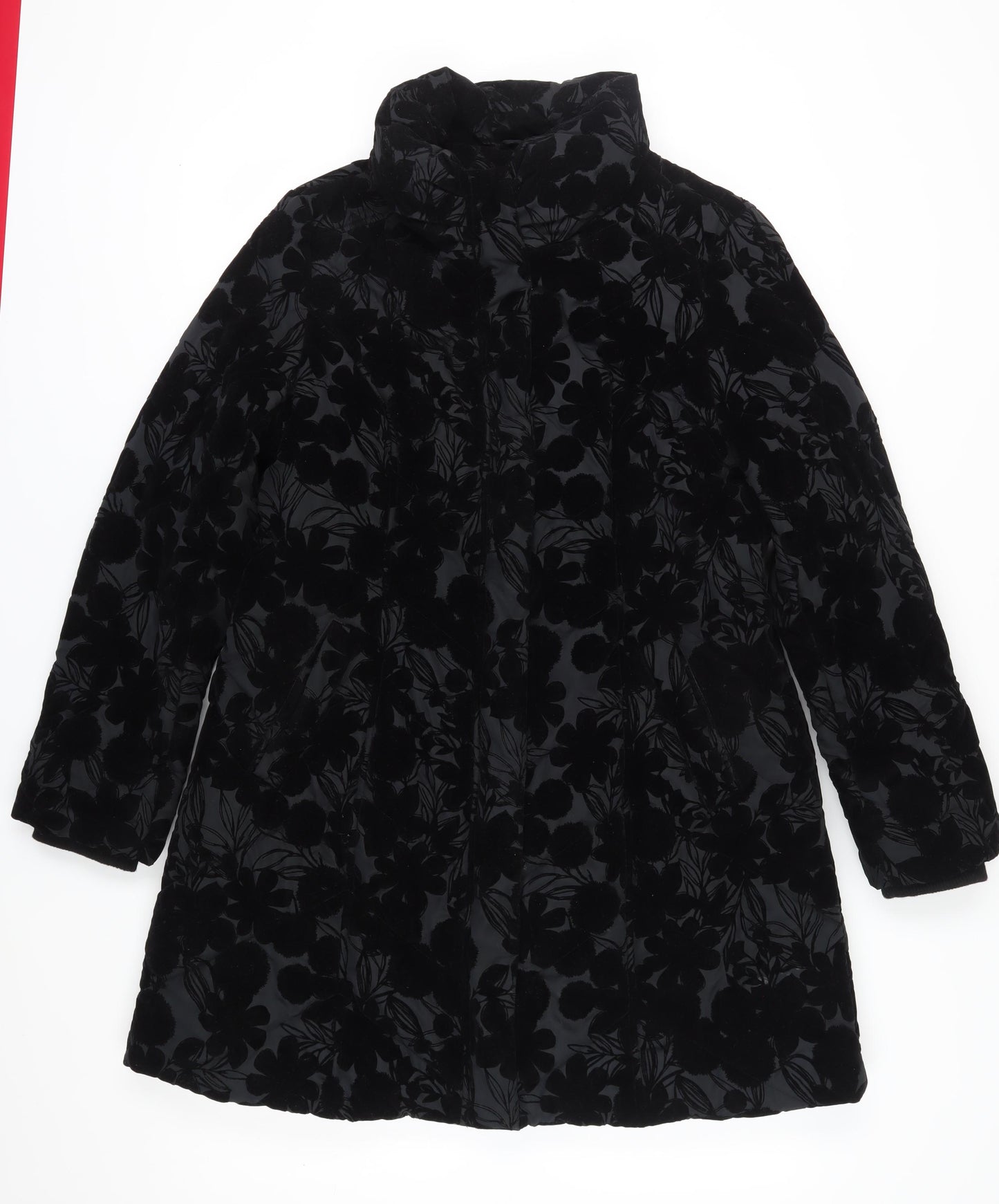 Roman Women's Black Floral Overcoat, Size 18