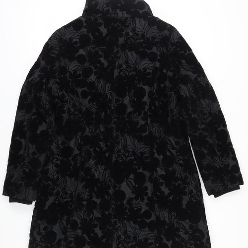 Roman Women's Black Floral Overcoat, Size 18