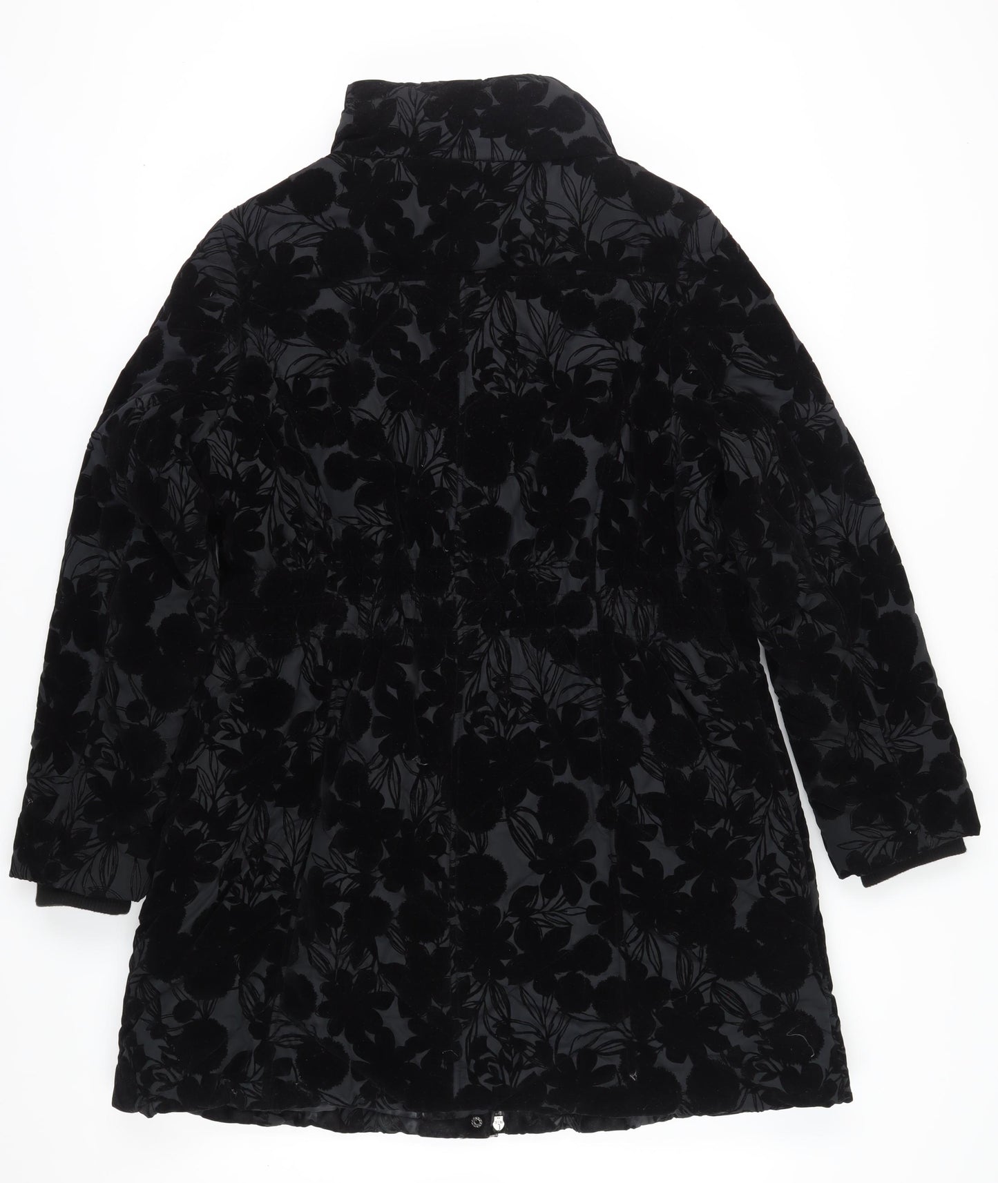 Roman Women's Black Floral Overcoat, Size 18