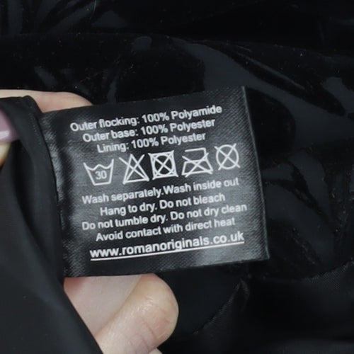 Roman Women's Black Floral Overcoat, Size 18