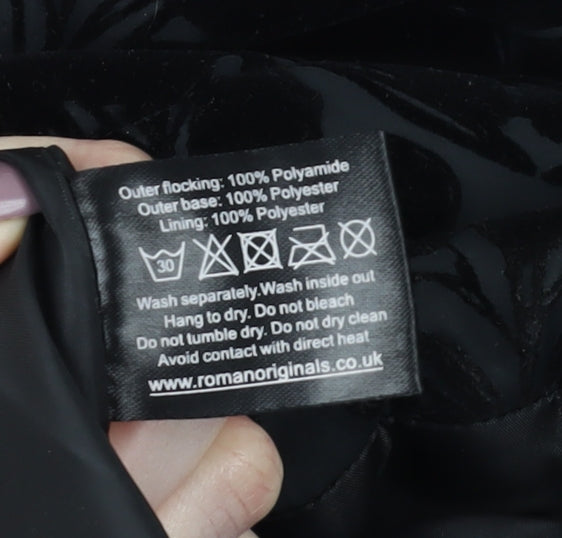 Roman Women's Black Floral Overcoat, Size 18