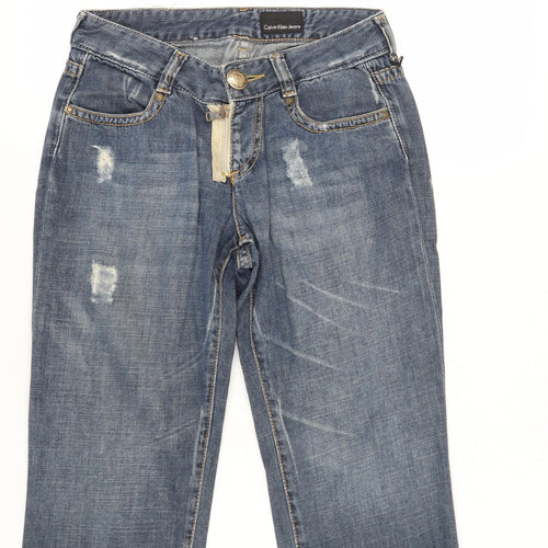 Calvin Klein Women's Blue Cropped Jeans, Size 27, Distressed