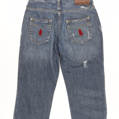 Calvin Klein Women's Blue Cropped Jeans, Size 27, Distressed