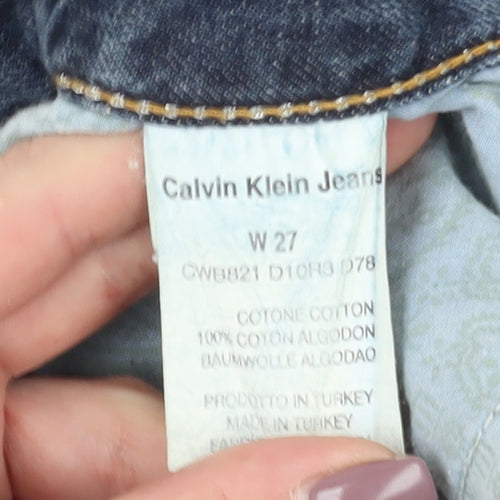 Calvin Klein Women's Blue Cropped Jeans, Size 27, Distressed