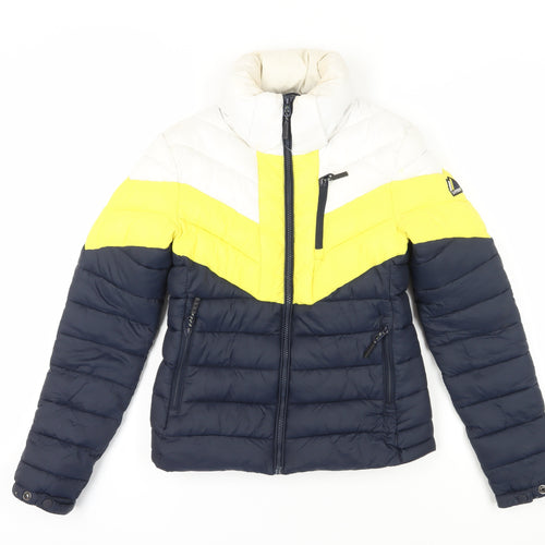 Superdry Women's Blue Yellow Puffer Jacket Size 6