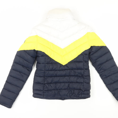 Superdry Women's Blue Yellow Puffer Jacket Size 6