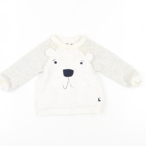 Joules Unisex Baby White Bear Jumper 3-6 Months Pullover