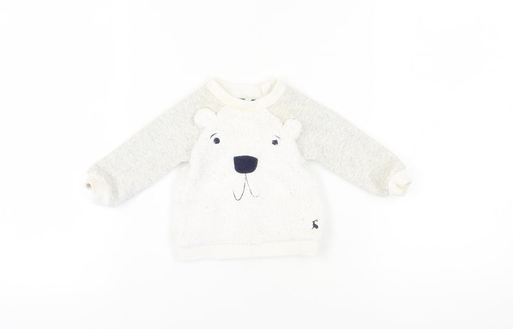 Joules Unisex Baby White Bear Jumper 3-6 Months Pullover