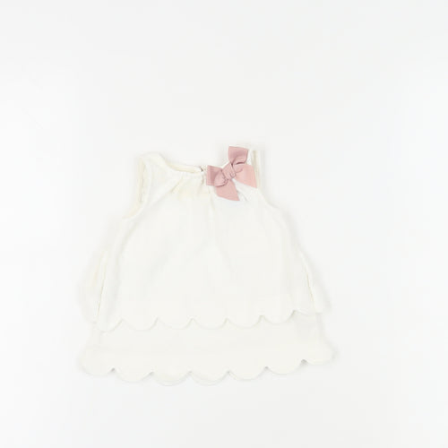 Tahari Unisex Baby White Sleeveless Blouse 3-6 Months