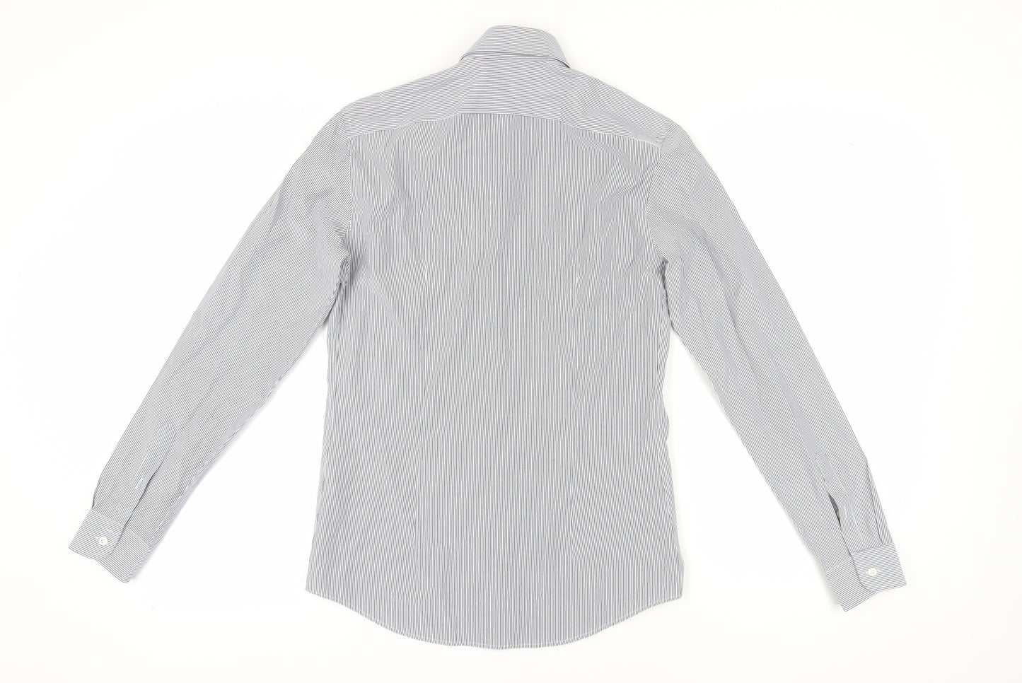 Reiss Men's Grey Striped Button-Up Slim Shirt S