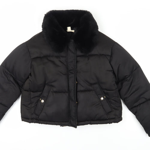 Topshop Women's Black Petite Puffer Jacket Size 8