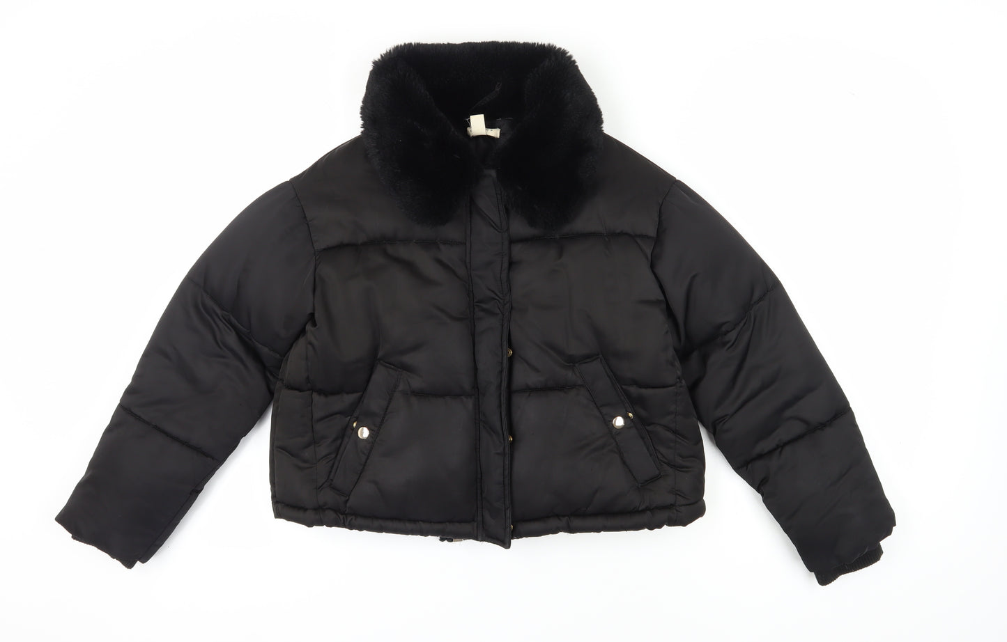 Topshop Women's Black Petite Puffer Jacket Size 8