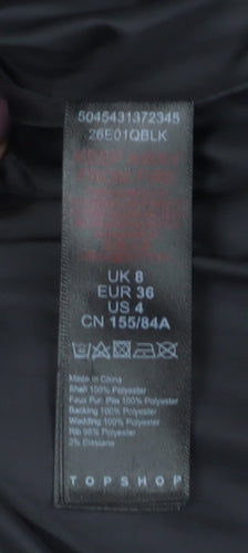 Topshop Women's Black Petite Puffer Jacket Size 8