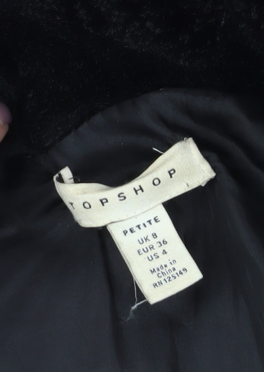 Topshop Women's Black Petite Puffer Jacket Size 8