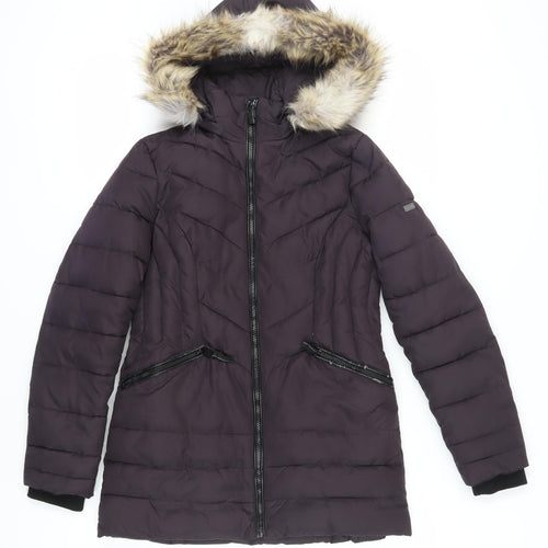 Centigrade Women's Black XS Puffer Jacket with Fur Trim