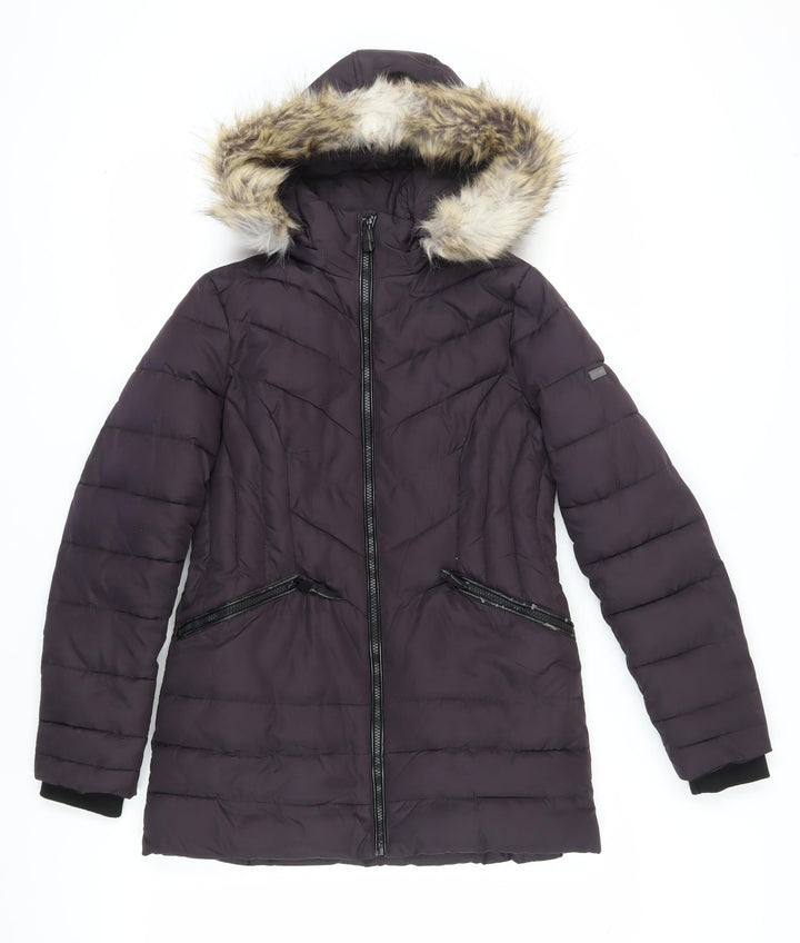 Centigrade Women's Black XS Puffer Jacket with Fur Trim