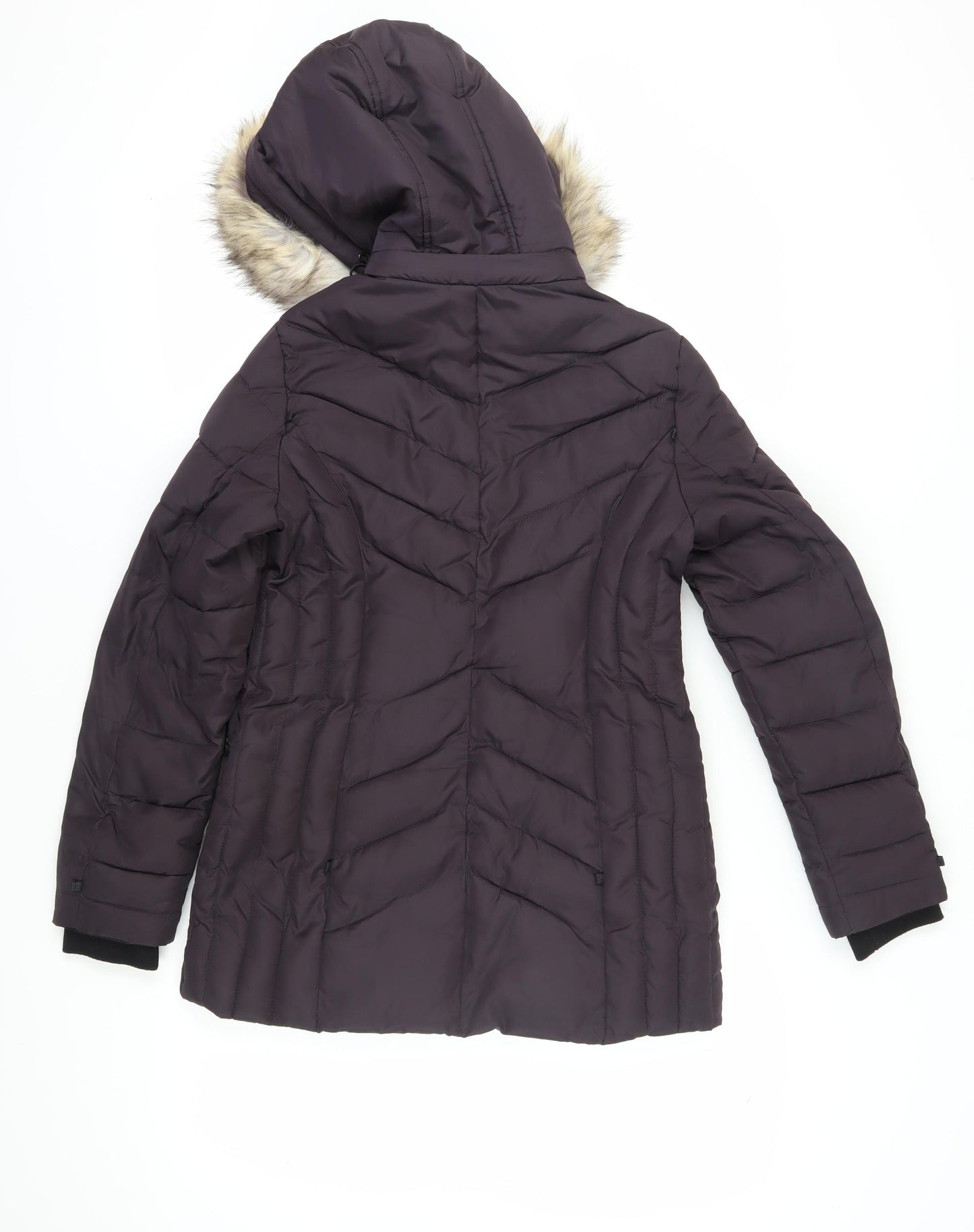 Centigrade Women's Black XS Puffer Jacket with Fur Trim