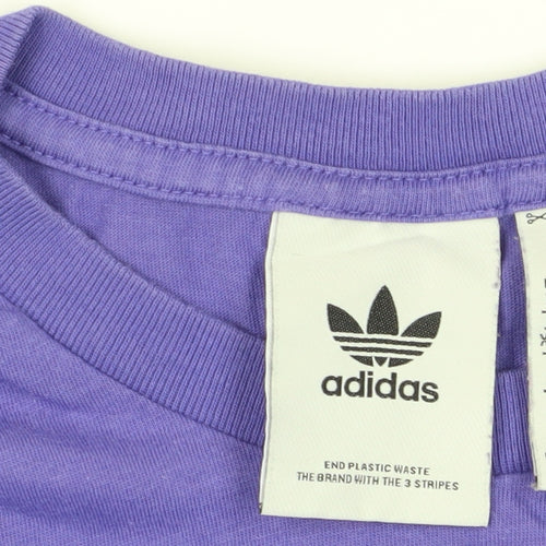 Adidas Men's Purple XS T-Shirt, Crew Neck, 100% Cotton