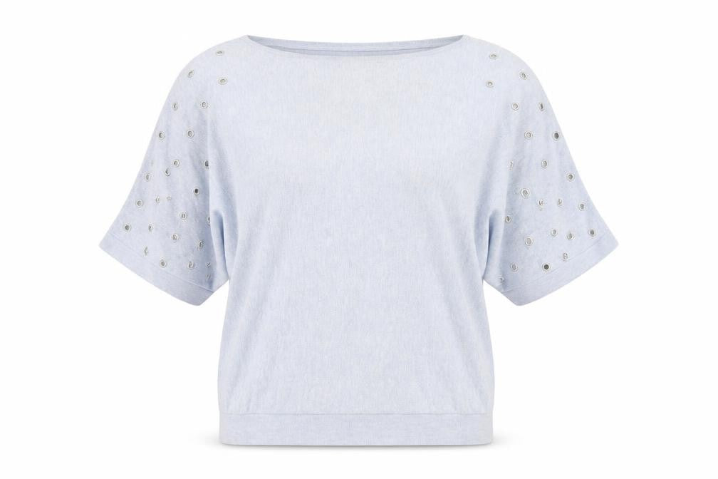 Front view of Phase Eight Women's Blue Studded Blouse