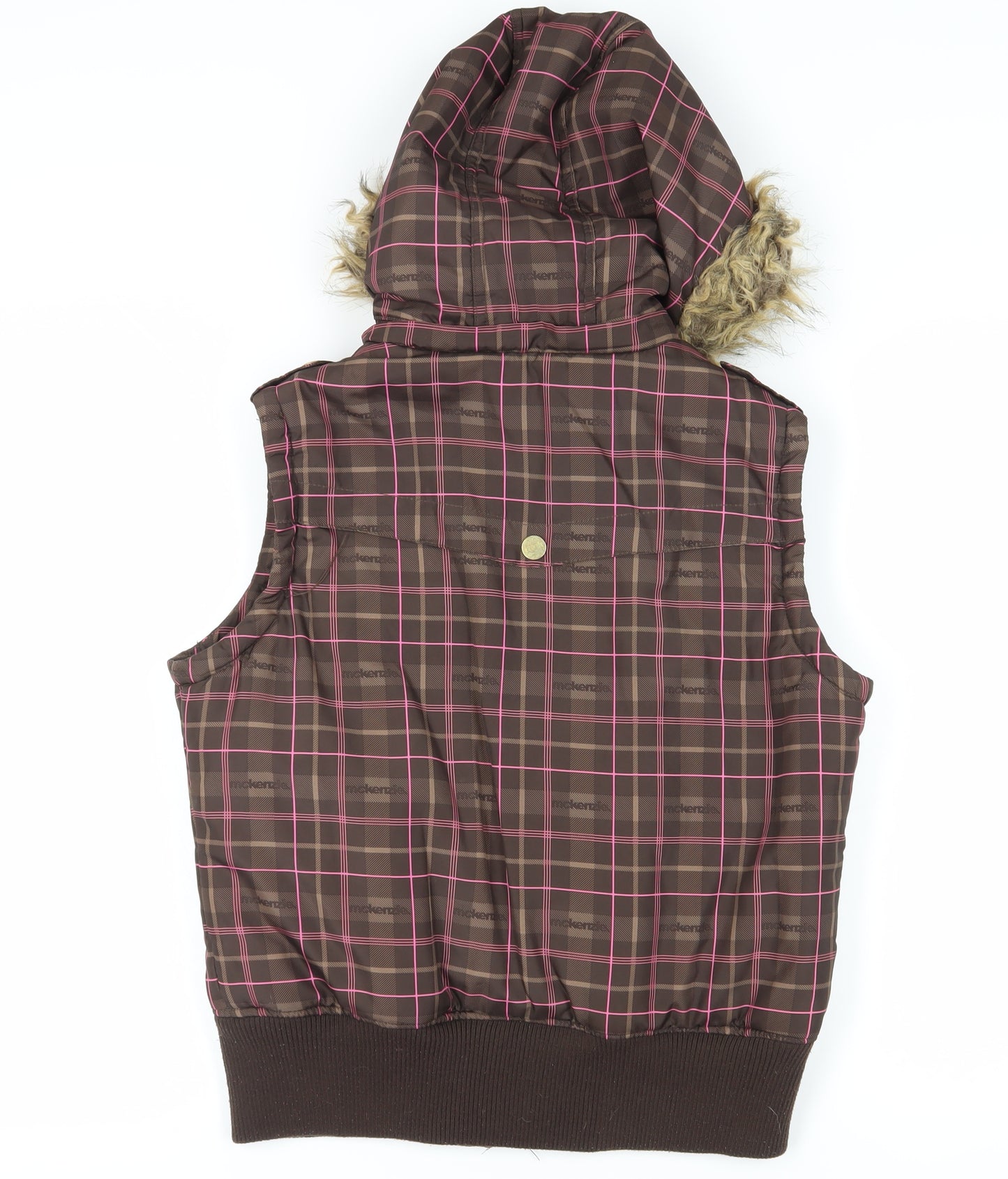 Mckenzie Women’s Brown Hooded Puffer Waistcoat Size 12