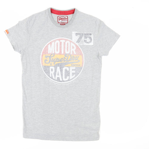 Superdry Men’s Grey Graphic T-Shirt, Size S, Vintage Style