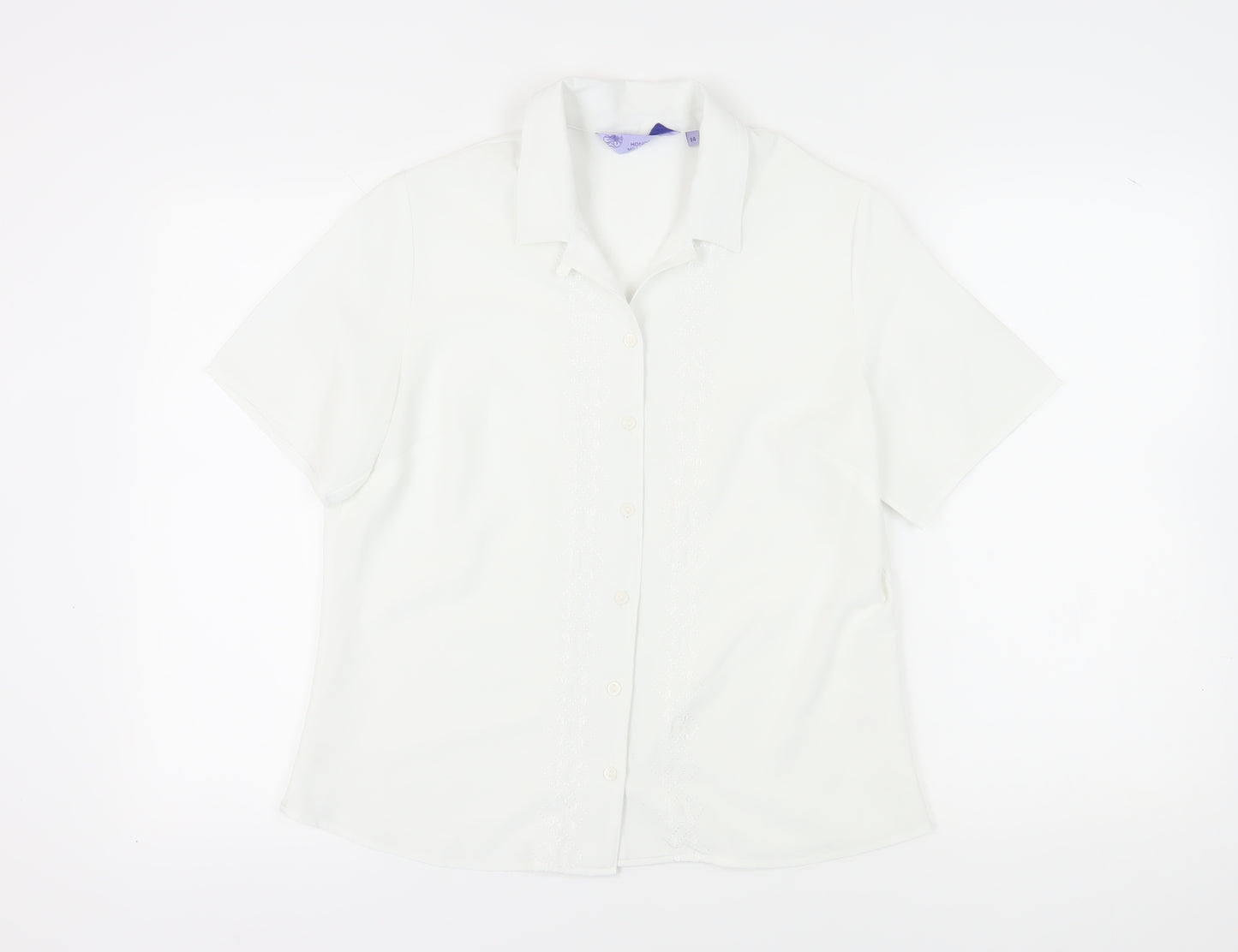Honor Millburn Women's White Button-Up Shirt, Size 14