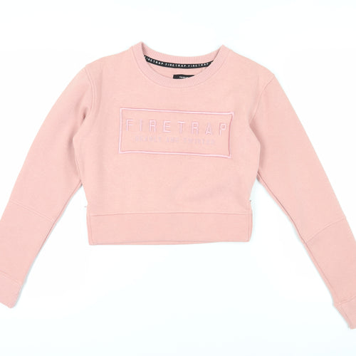 Firetrap Women's Pink Logo Pullover Sweatshirt Size 10