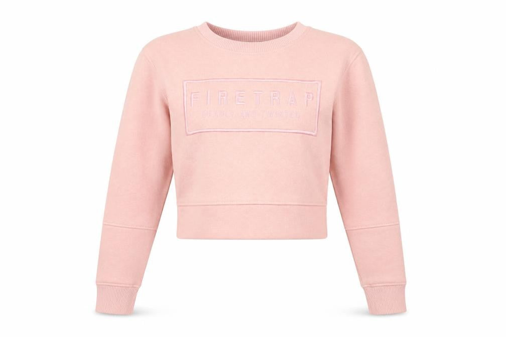 Front view of Firetrap Women's Pink Logo Pullover Sweatshirt, size 10
