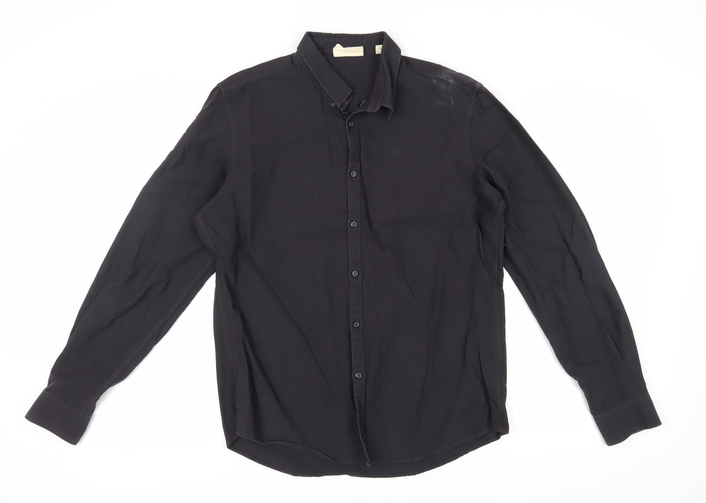 Pure DKNY Men's Black Long Sleeve Button-Up Shirt L