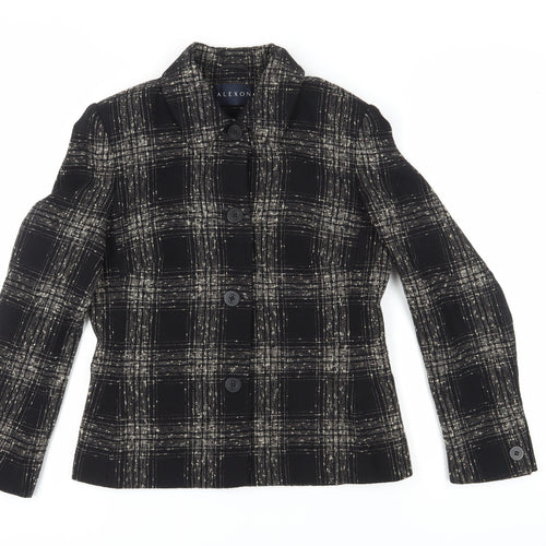 Alexon Women's Black Wool Blend Checked Blazer Size 10
