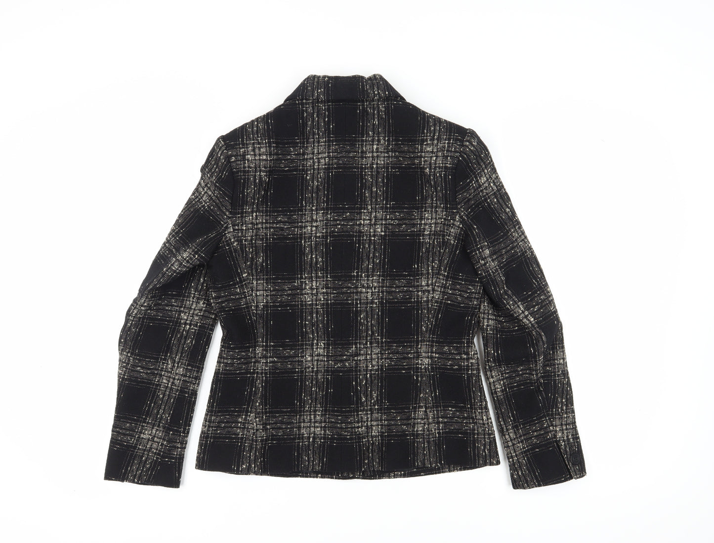 Alexon Women's Black Wool Blend Checked Blazer Size 10
