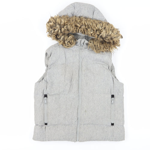 Gap Women’s Grey Hooded Puffer Waistcoat M
