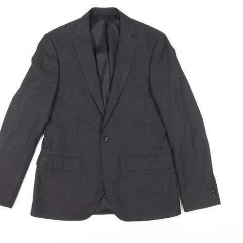 Moss London Men's Grey Slim Fit Blazer, Size 38R