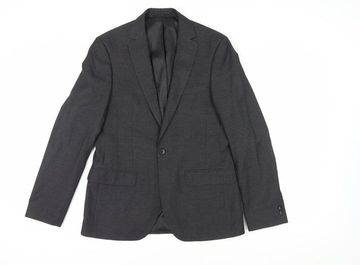 Moss London Men's Grey Slim Fit Blazer, Size 38R