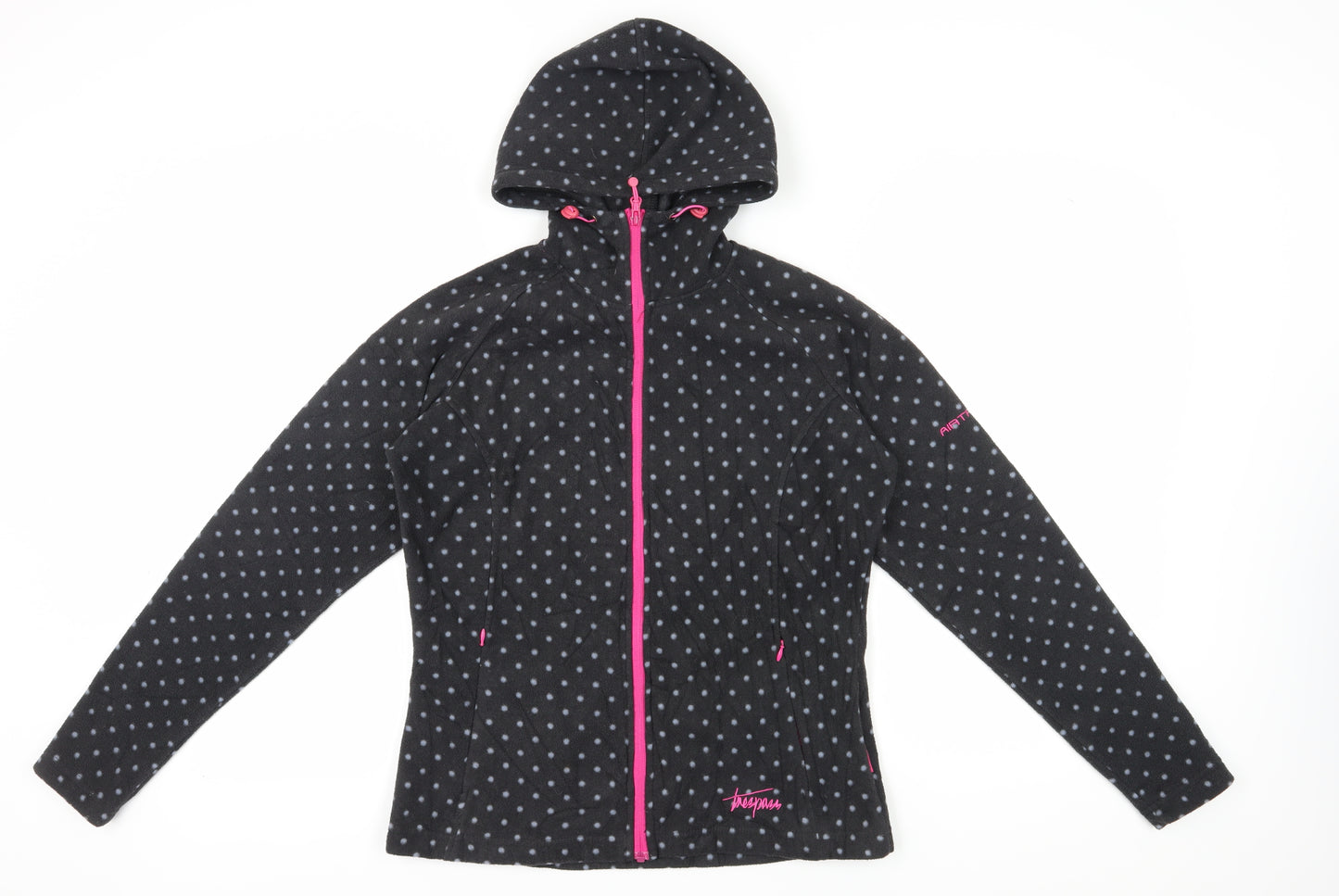 Trespass Women's Black Polka Dot Hooded Fleece Jacket M