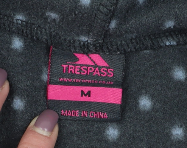 Trespass Women's Black Polka Dot Hooded Fleece Jacket M