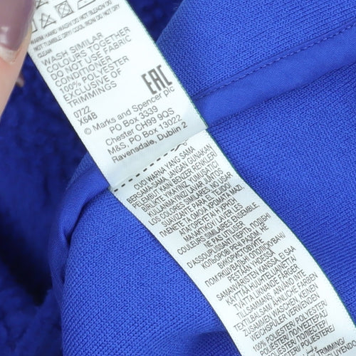 Marks and Spencer Blue Henley Fleece Sweatshirt, Size 10