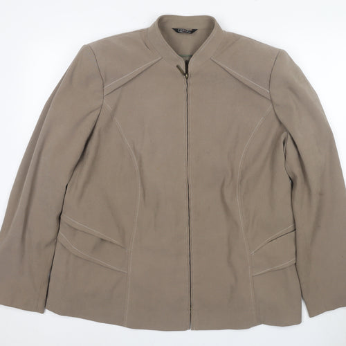 Women's Beige Jacket Size 22 Full Zip Casual
