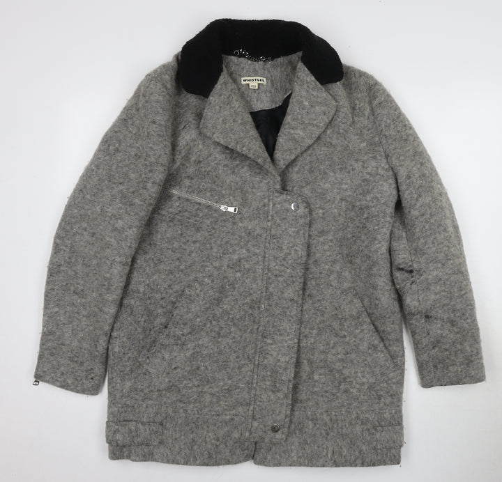 Whistles Women's Grey Motorcycle Coat Size 12